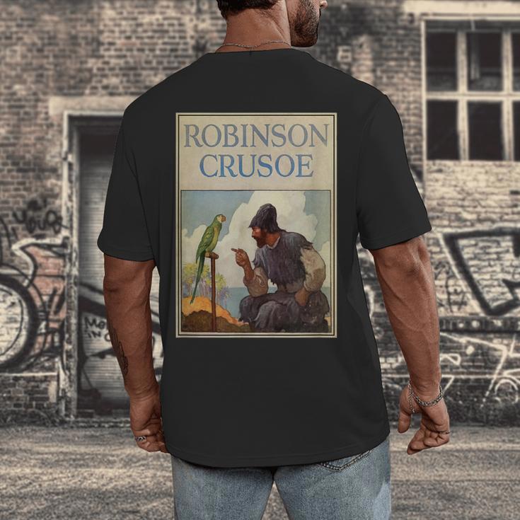 Robinson Crusoe Book Cover 1920 Men's Back Print T-Shirt Robinson Crusoe Book Cover 1920 Men's Back Print T-Shirt