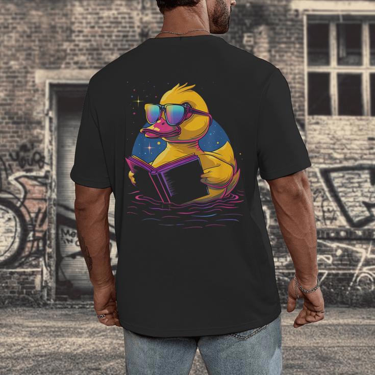 Rubber Duck Rubber Duckie Reading Book Rubber Duckling Men's Back Print T-Shirt Rubber Duck Rubber Duckie Reading Book Rubber Duckling Men's Back Print T-Shirt