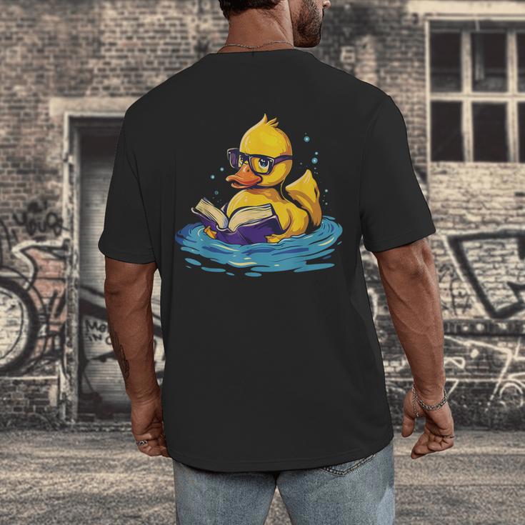 Rubber Duck Reading Book Swim Rubber Duckling Rubber Duckie Men's Back Print T-Shirt