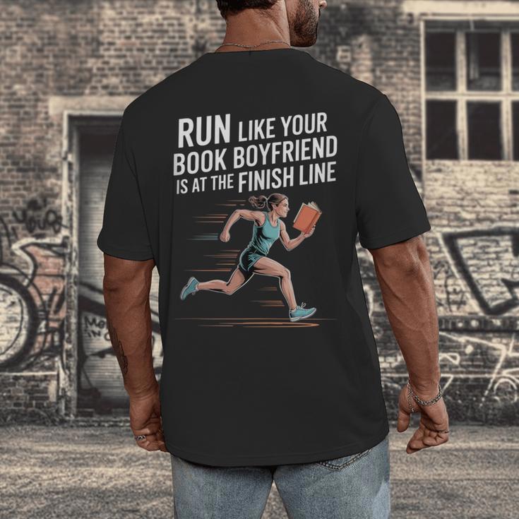 Run Like Your Book Boyfriend Is Waiting Runner Reader Men's Back Print T-Shirt Run Like Your Book Boyfriend Is Waiting Runner Reader Men's Back Print T-Shirt