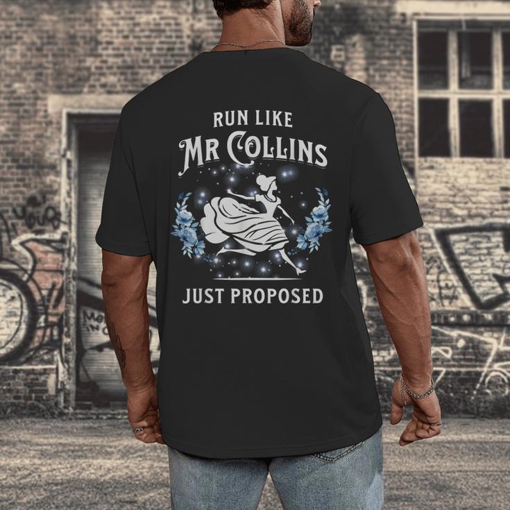 Run Like Mr Collins Just Proposed Books And Running Men's Back Print T-Shirt