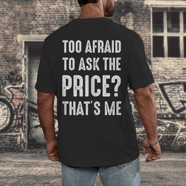 Sarcastic Budget Shopper Introvert Shopping Humor Men's Back Print T-Shirt