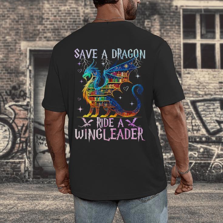 Save A Dragon Ride A Wingleader Books Dragon Lover Cute Men's Back Print T-Shirt