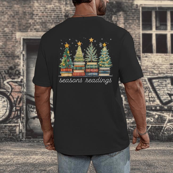 Seasons Readings All Booked For Christmas Book Reading Lover Men's Back Print T-Shirt