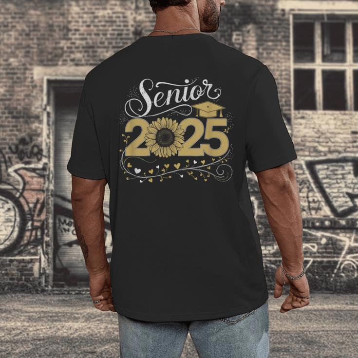 Senior 2025 Graduation Sunflower Class Of 2025 Men's Back Print T-Shirt