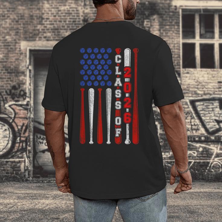 Senior 2026 Baseball American Flag Class Of 2026 Graduation Men's Back Print T-Shirt