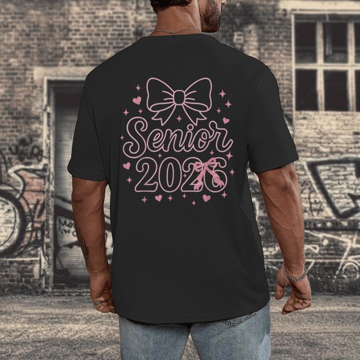 Senior 2026 Class Of 2026 Coquette Pink Bow Graduation Men's Back Print T-Shirt