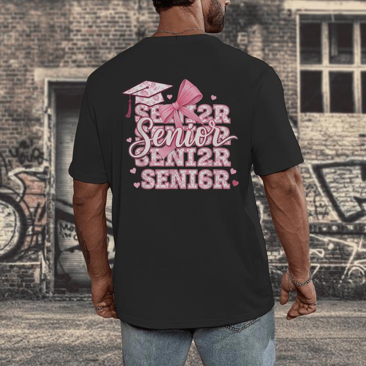 Senior 2026 Class Of 2026 Cute Coquette Pink Bow Graduation Men's Back Print T-Shirt