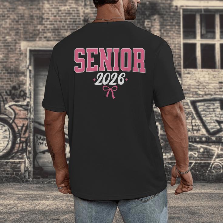 Senior 2026 Pink Coquette Bow Class Of 2026 Graduation Women Men's Back Print T-Shirt
