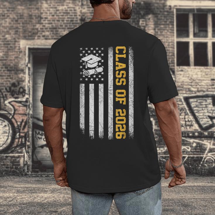 Senior 26 Class Of 2026 American Flag Graduation 2026 Men's Back Print T-Shirt