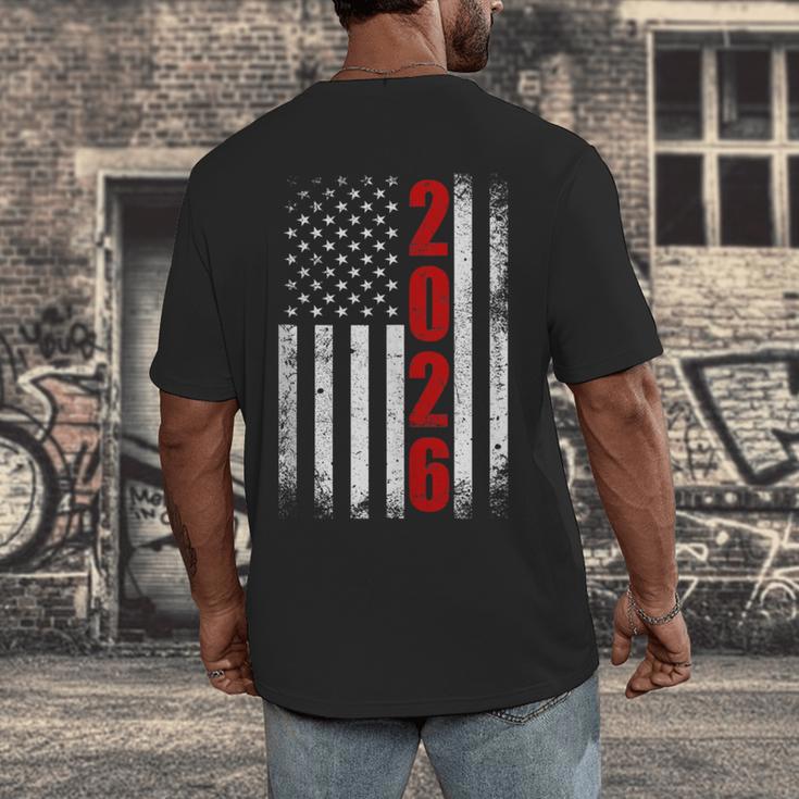 Senior Class Of 2026 Patriotic American USA Flag Graduation Men's Back Print T-Shirt