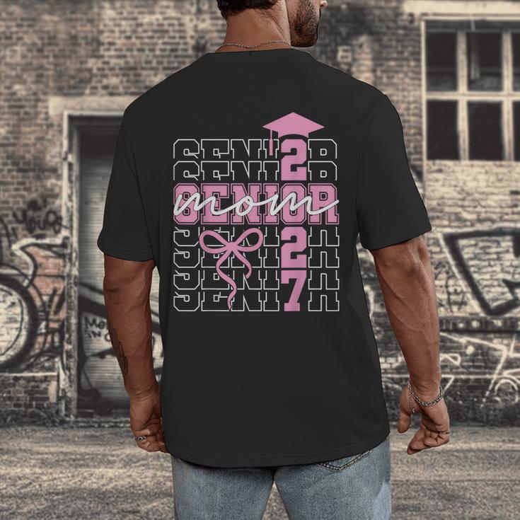 Senior Mom 2027 Class Of 2027 Coquette Bow Graduation 2027 Men's Back Print T-Shirt