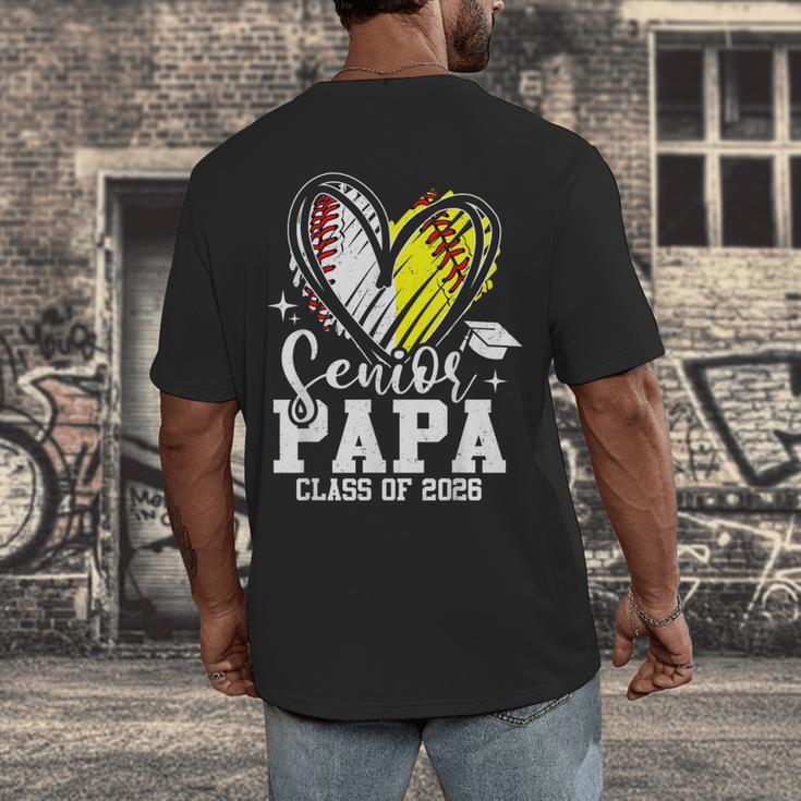 Senior Papa Class Of 2026 Baseball Softball Graduation Heart Men's Back Print T-Shirt