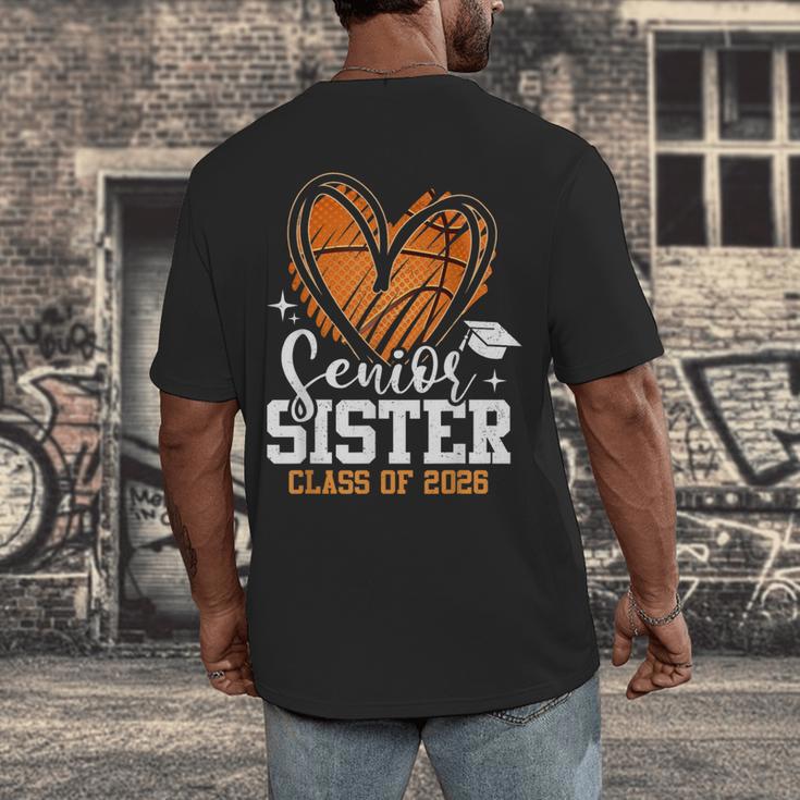 Senior Sister Class Of 2026 Basketball Graduation Heart Men's Back Print T-Shirt