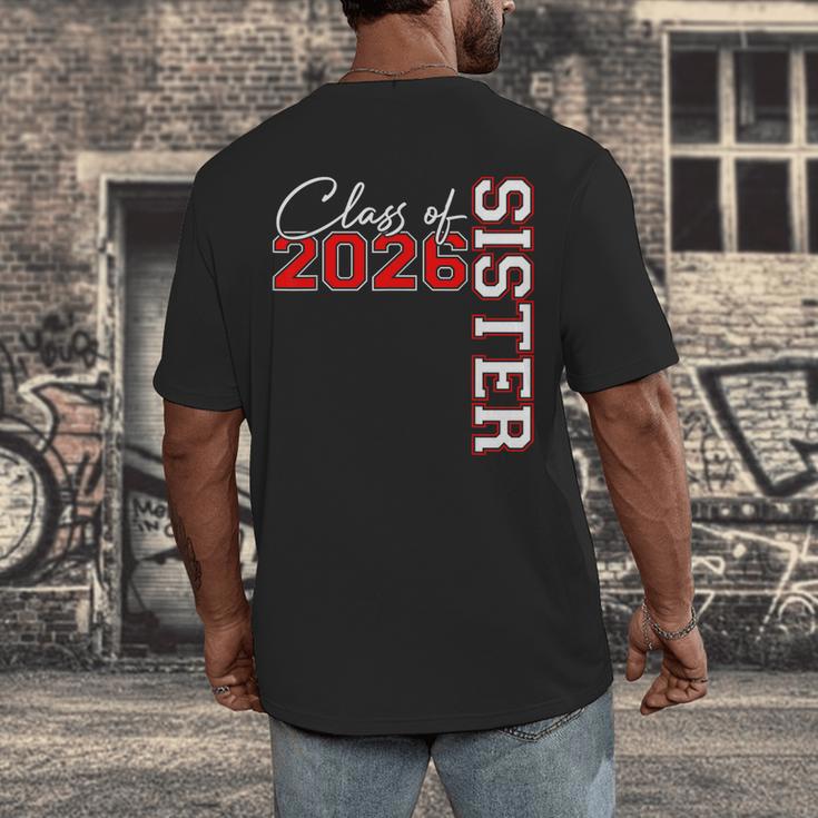 Senior Sister Class Of 2026 Proud Big Sis Graduation Family Men's Back Print T-Shirt