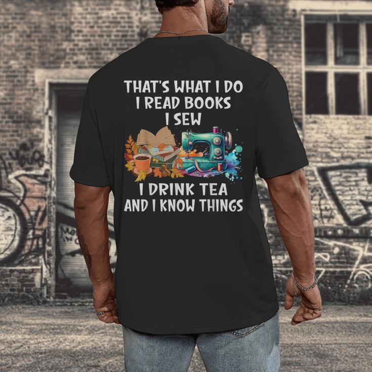 Sewing Reading Books Drinking Tea Sew Sewist Men's Back Print T-Shirt