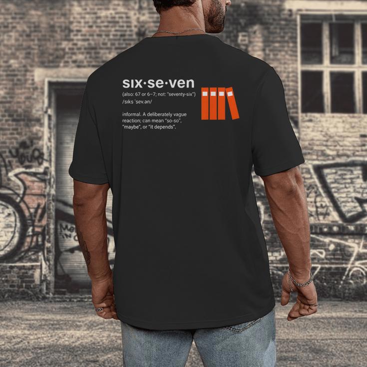 Six Seven Meme Reading Book Lover 6-7 67 Definition Men's Back Print T-Shirt