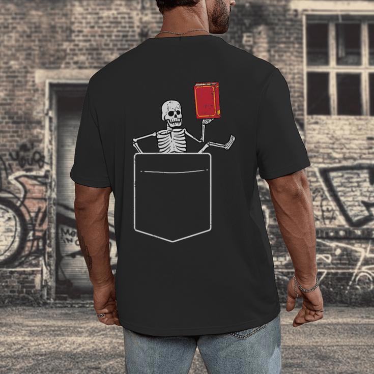 Skeleton Books Read Book Reading Librarian Across America Men's Back Print T-Shirt