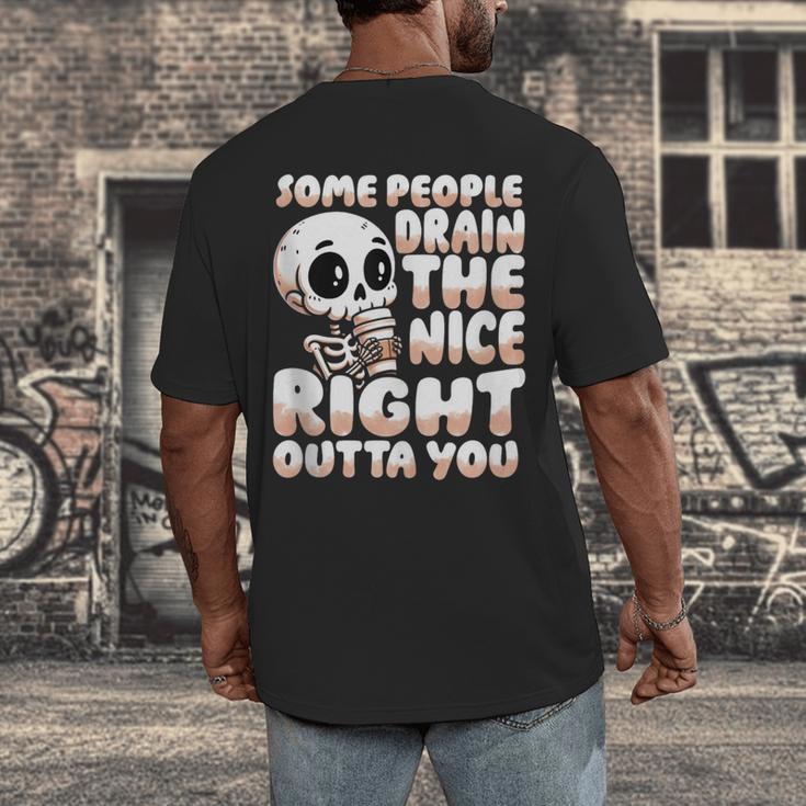 Skeleton Coffee Lover Introvert Men's Back Print T-Shirt