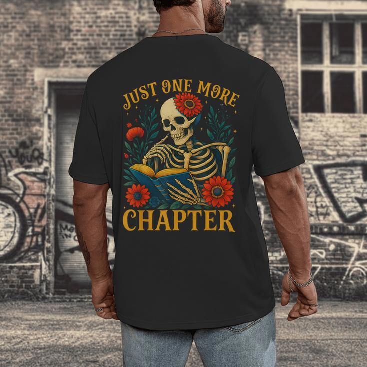 Skeleton Read Book Just One More Chapter Floral Book Lover Men's Back Print T-Shirt