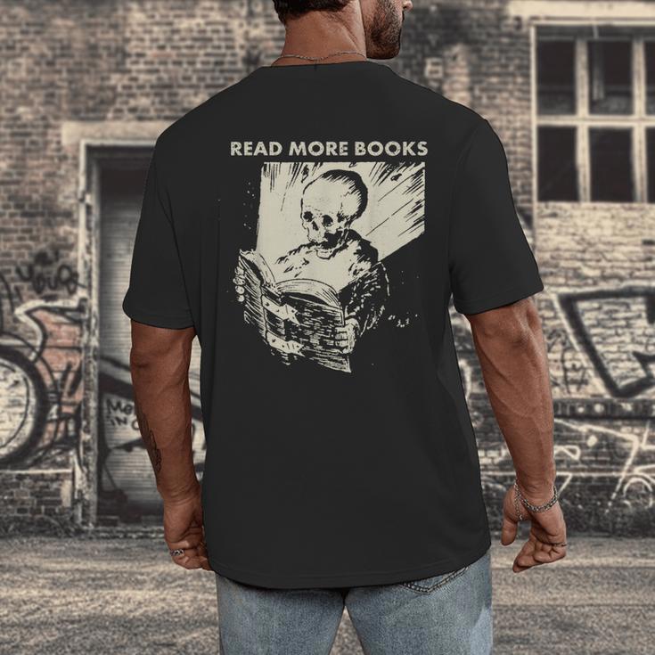Skeleton Read More Books Men's Back Print T-Shirt Skeleton Read More Books Men's Back Print T-Shirt