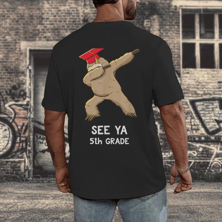 Sloth Dabbing 5th Grade Graduation Shirt Fifth Grade Grad Men's Back Print T-Shirt