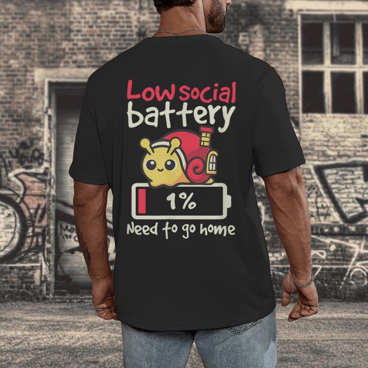 Snail Low Social Battery Need To Go Home Tee For Introvert Men's Back Print T-Shirt Snail Low Social Battery Need To Go Home Tee For Introvert Men's Back Print T-Shirt