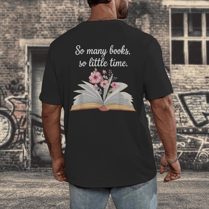 So Many Books Little Time Loves To Read Books Bookworm Men's Back Print T-Shirt