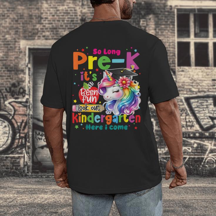 So Long Prek Pre-K Graduation Graduate Unicorn Kids Girls Men's Back Print T-Shirt