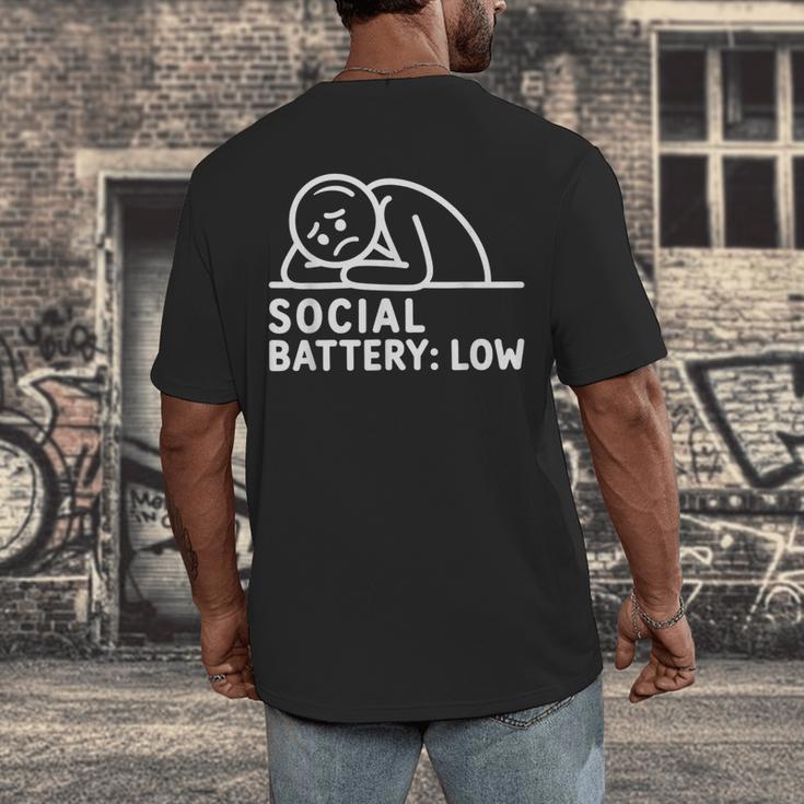 Social Battery Low Apparel Introvert Humor Men's Back Print T-Shirt