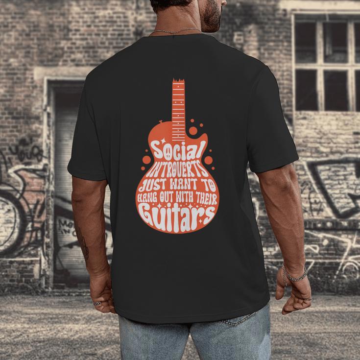 Social Introverts Hang Out With Guitars Musician Guitarist Men's Back Print T-Shirt