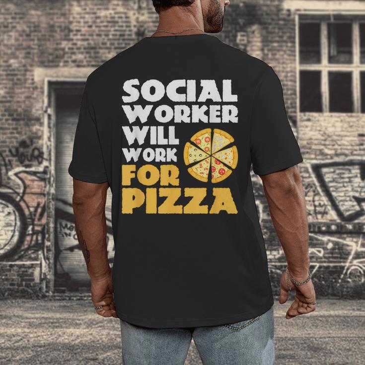 Social Worker Will Work For Pizza Graduation Men's Back Print T-Shirt