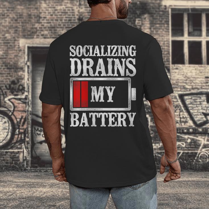 Socializing Drains My Battery Introvert Men's Back Print T-Shirt Socializing Drains My Battery Introvert Men's Back Print T-Shirt