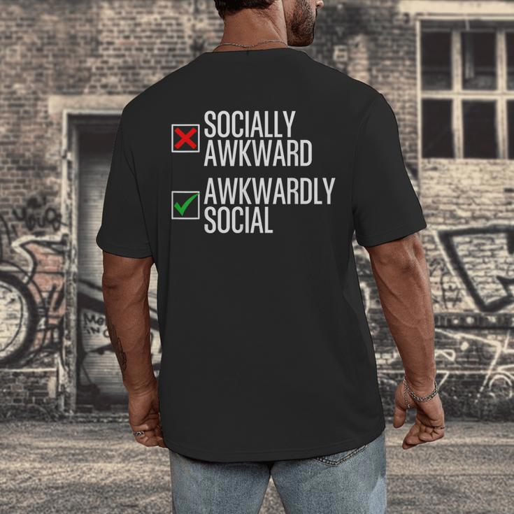 Socially Awkward Introvert Anxious Awkwardly Social Men's Back Print T-Shirt