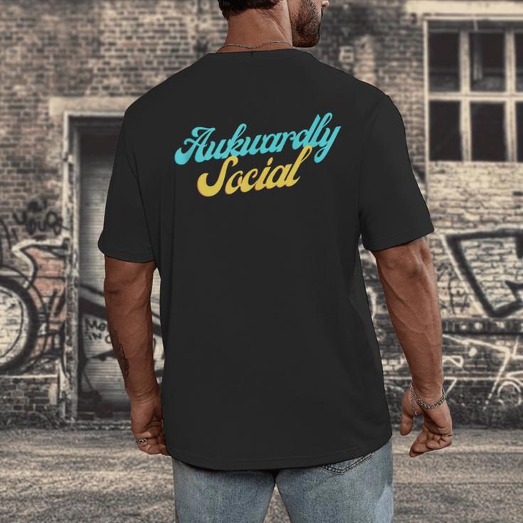Socially Awkward Introvert Retro Anxious Awkwardly Social Men's Back Print T-Shirt Socially Awkward Introvert Retro Anxious Awkwardly Social Men's Back Print T-Shirt