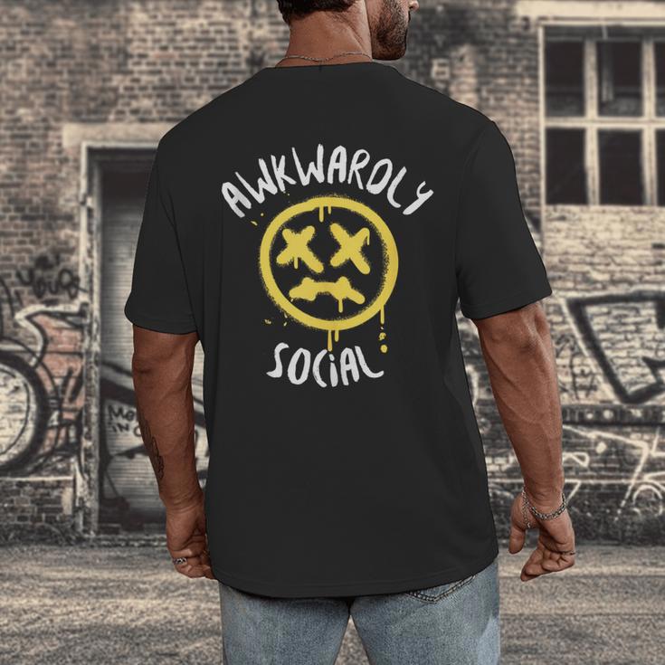 Socially Awkward Introvert Social Anxious Awkwardly Social Men's Back Print T-Shirt Socially Awkward Introvert Social Anxious Awkwardly Social Men's Back Print T-Shirt