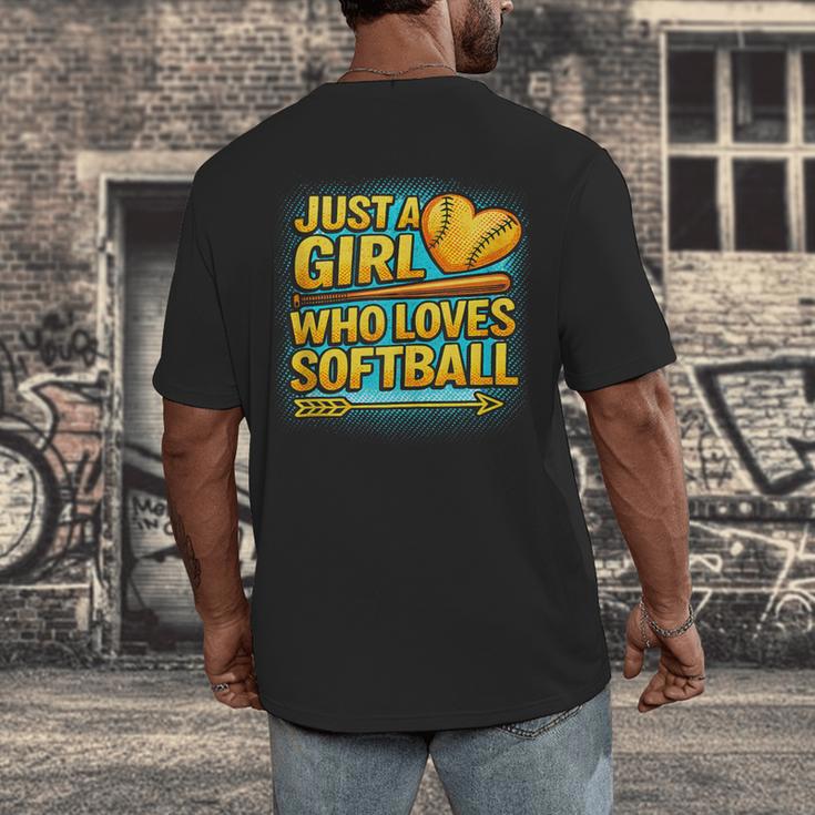 Softball Just A Girl Comic Book Style Graphic For Teens Men's Back Print T-Shirt Softball Just A Girl Comic Book Style Graphic For Teens Men's Back Print T-Shirt