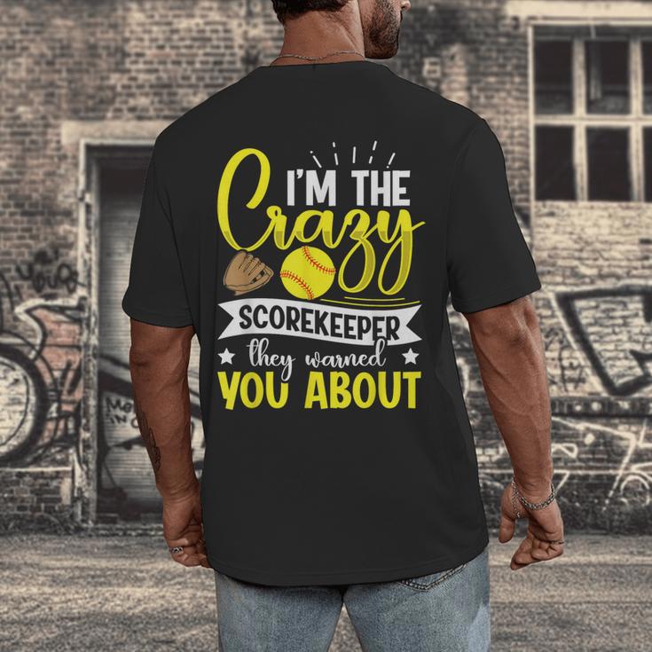 Softball Scorekeeper For a Score Book Keeper Men's Back Print T-Shirt Softball Scorekeeper For a Score Book Keeper Men's Back Print T-Shirt