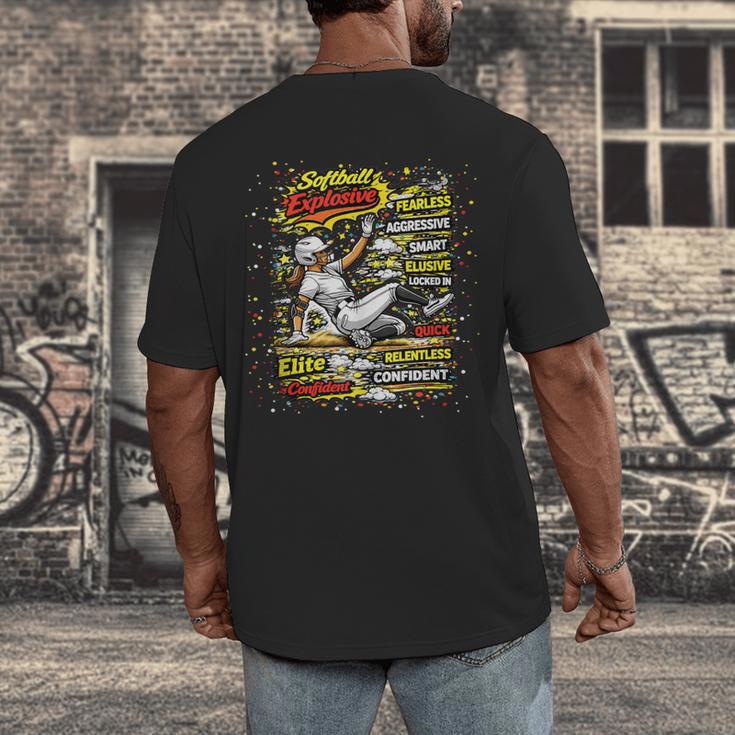Softball Slider Pop Comic Book Art Best Traits Fast Elite Men's Back Print T-Shirt Softball Slider Pop Comic Book Art Best Traits Fast Elite Men's Back Print T-Shirt