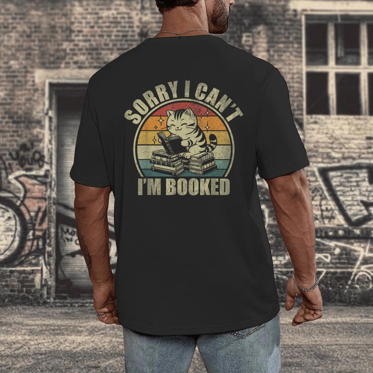 Sorry I Can't I'm Booked Reading For Cat Lover For Men Women Men's Back Print T-Shirt