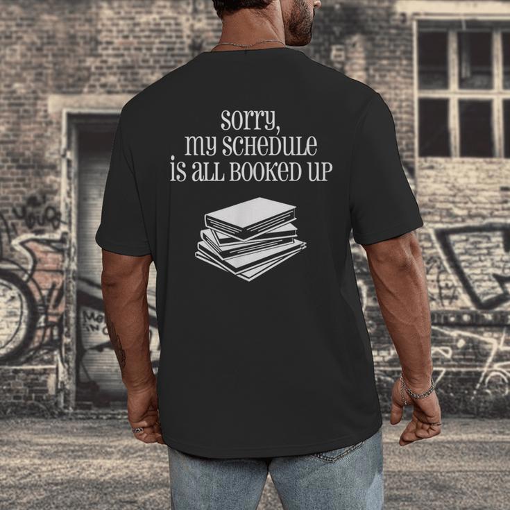 Sorry I'm All Booked Up Book Lover Librarian And Teacher Men's Back Print T-Shirt
