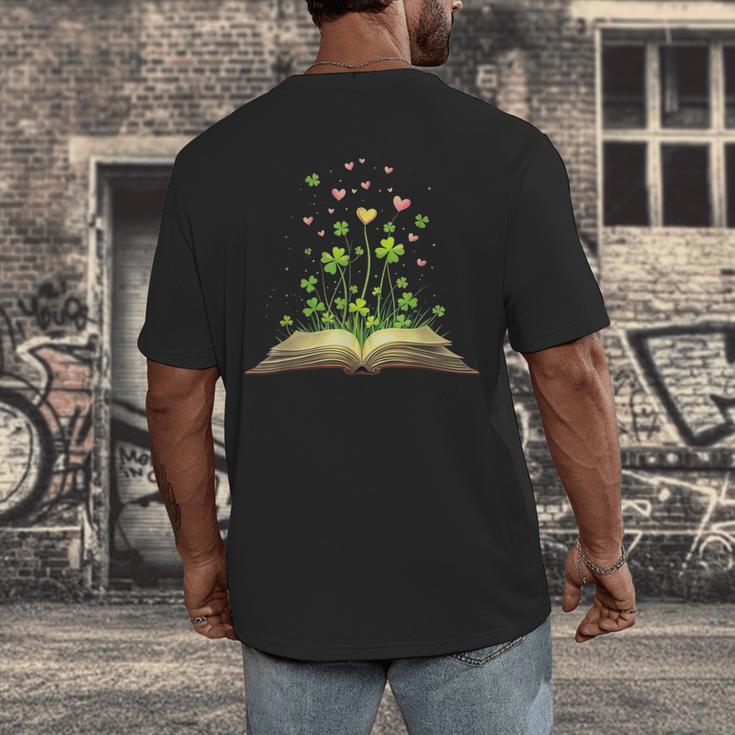 St Patricks Day Book Lover Librarian Core Shamrock Author Men's Back Print T-Shirt