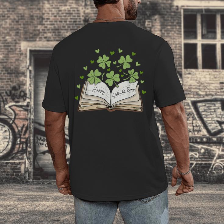 St Patricks Day Book Lover Librarian Reading Saint Pattys Men's Back Print T-Shirt
