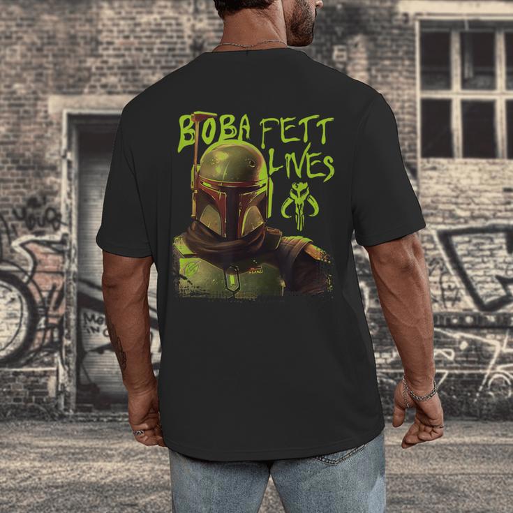 Star Wars The Book Of Boba Fett Neon Boba Fett Lives Poster Men's Back Print T-Shirt