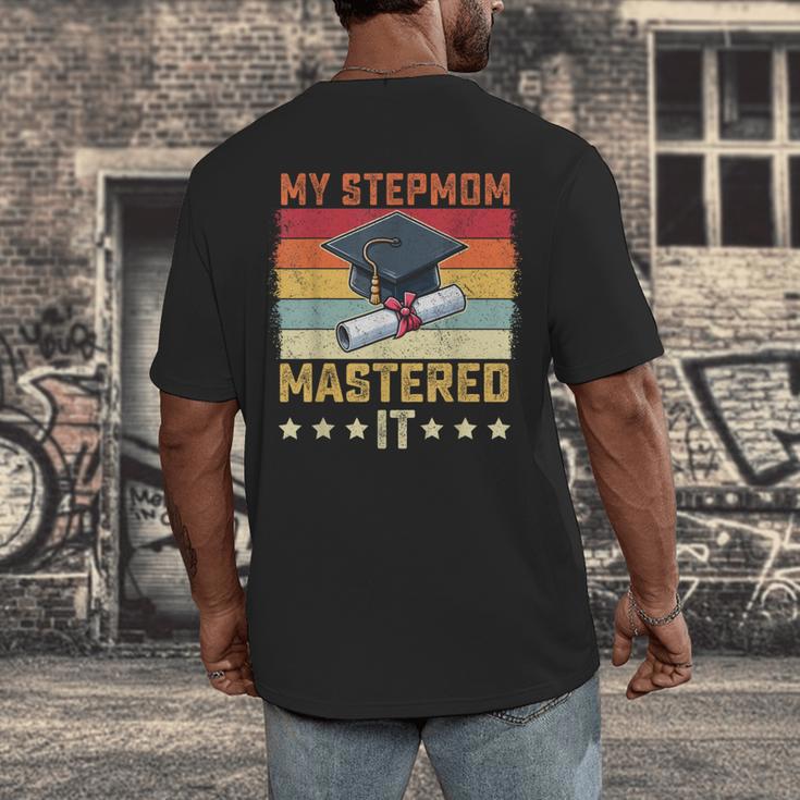 My Stepmom Mastered It Master's Degree Graduation Vintage Men's Back Print T-Shirt