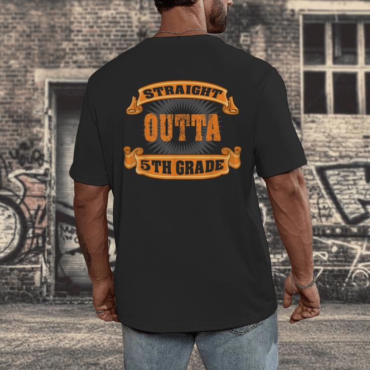 Straight Outta 5th Grade Shirt Fifth Graduation Boys Girls Men's Back Print T-Shirt