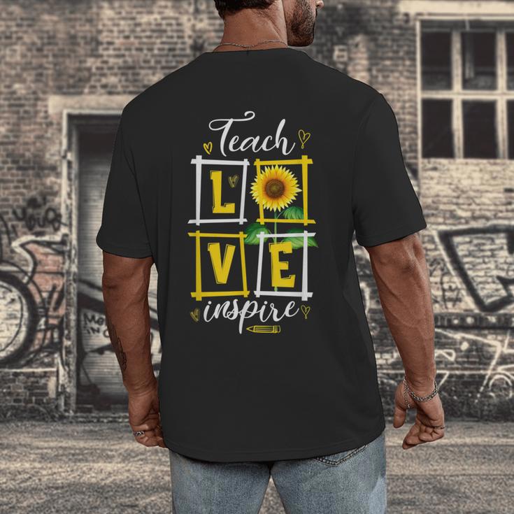 Sunflower Teach Love Inspire Cool Graduation Teacher School Men's Back Print T-Shirt