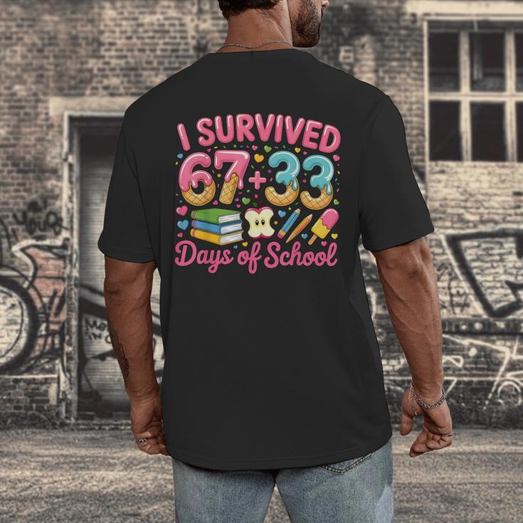 Survived 67 Days Of School Ice Cream Drip Apple Pencil Book Men's Back Print T-Shirt