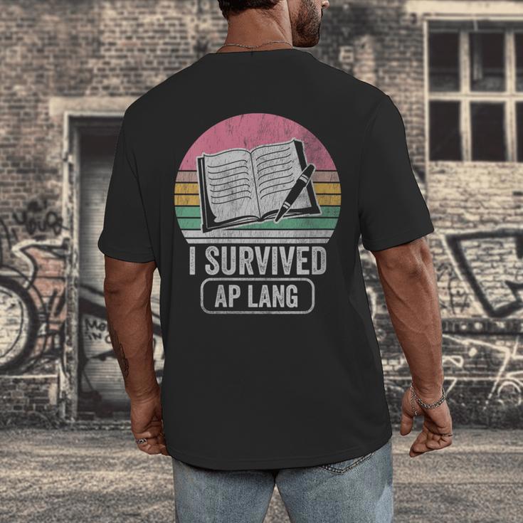 I Survived AP Lang Retro Book Graphic Men's Back Print T-Shirt