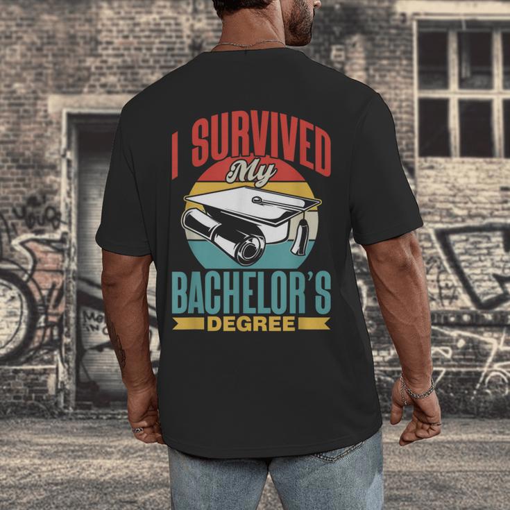 I Survived My Bachelor's Degree Party Bachelor Graduation Men's Back Print T-Shirt